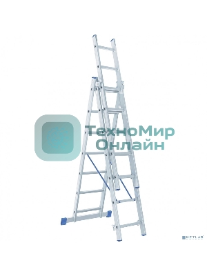 Лестница Сибртех, 3 х 7 ступеней, алюминиевая, трехсекционная