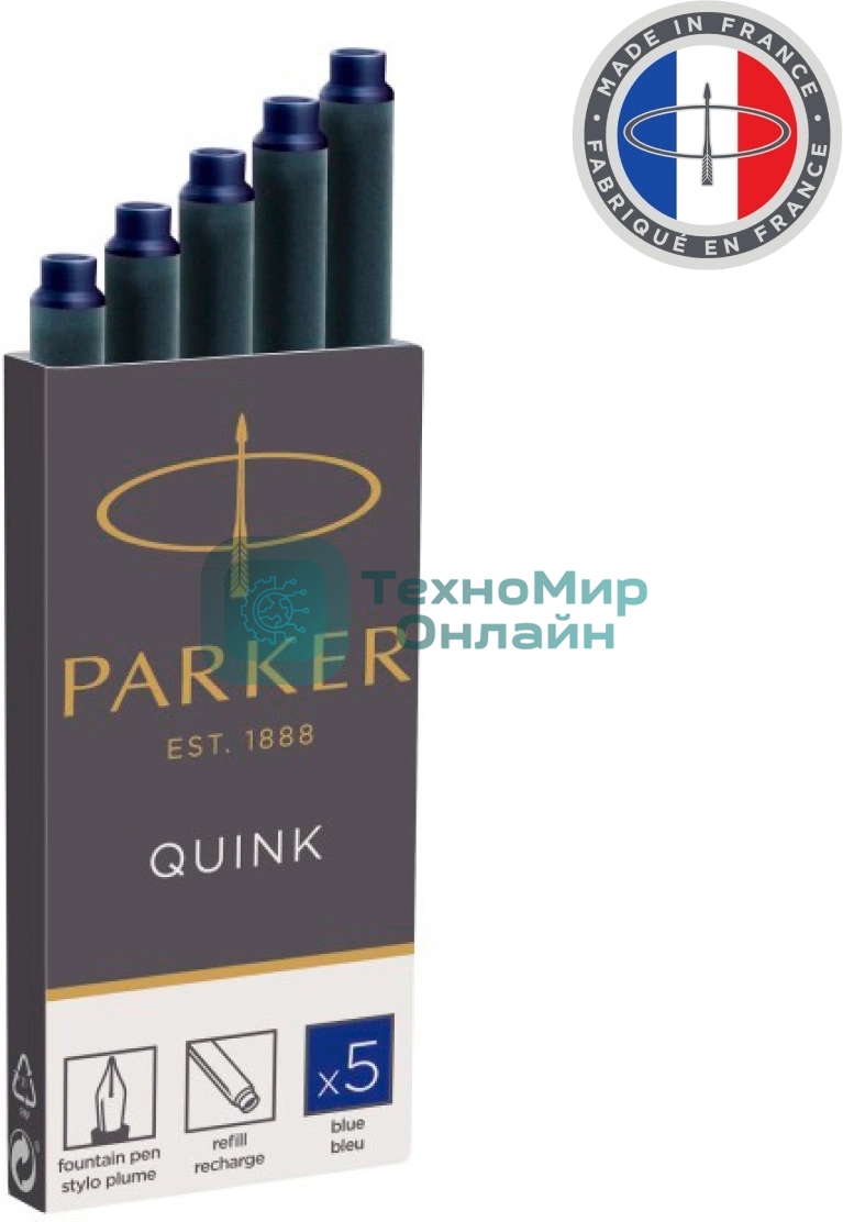 Картридж Parker Quink Z11 (CW1950384) синие чернила, для ручек перьевых (5шт)