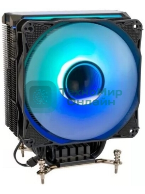Кулер для процессора Eurocase 6PI120ARGb черный, 120 мм, алюминий/медь, 1800 об/мин, 36 дБ, 4 pin, 200 Вт, 157 мм