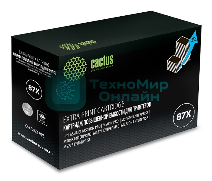 Картридж лазерный Cactus CS-CF287X-MPS черный (24000 стр.) для HP LJ M506dn/M506n/M506x