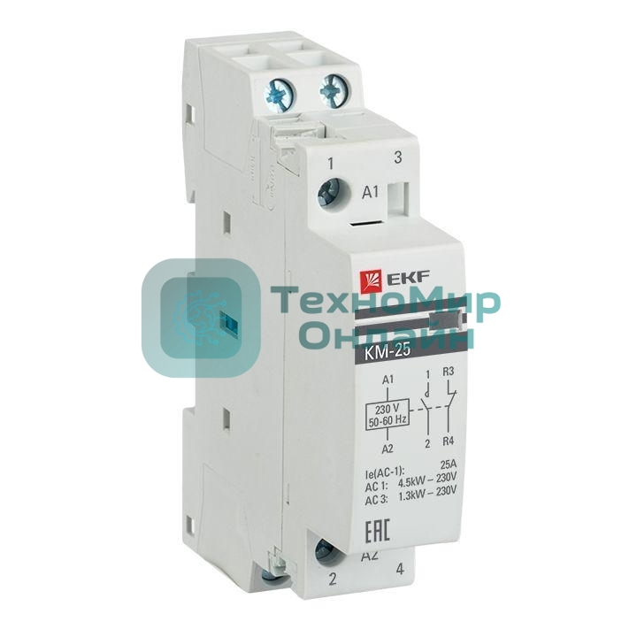 Контактор модульный КМ 25А NО+NC (1 мод.) EKF km-1-25-11
