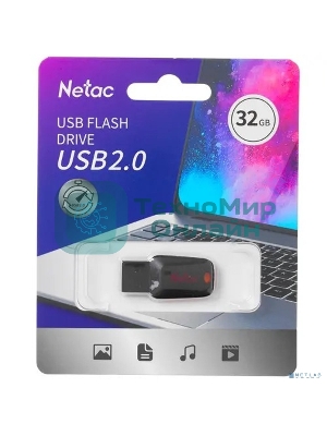 Флешка USB Netac U197 (NT03U197N-032G-20BK), 32Gb, USB 2.0, R/W 25/10, черный/красный