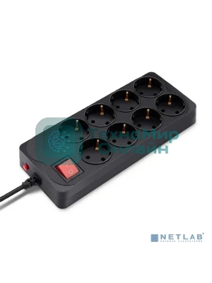 Сетевой фильтр Buro 800SH-1.8-B 1.8 м, 8 розеток, черный, коробка