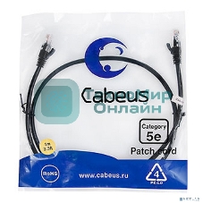Шнур коммутационный Cabeus, Cat.5e, неэкр., U/UTP, RJ45/RJ45, PVC, AWG24, 1м, черный