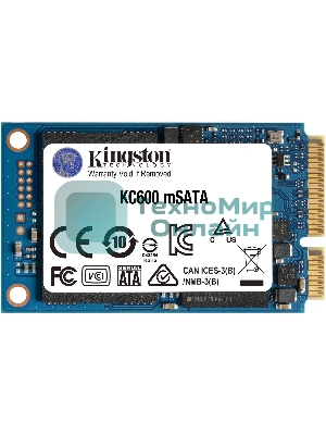 Накопитель SSD Kingston KC600, 1Tb, mSATA, R/W 550/520