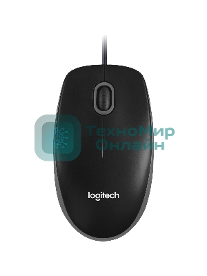 Мышь проводная Logitech B100 черный, 1000 dpi, USB, кнопки - 3