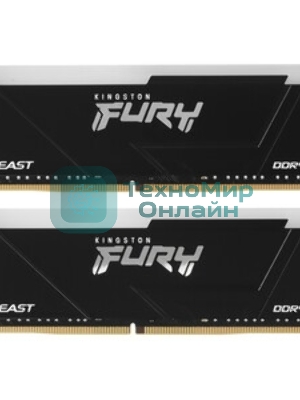 Оперативная память Kingston Fury Beast, DDR4, 16GB (1x16GB), 3200MHz, CL16, DIMM, с радиатором, черный