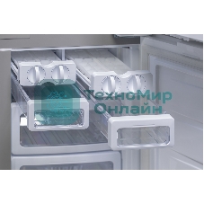 Холодильник Sharp SJ-GX98PRD темно-бордовый стекло трехкамерный Side by Side 394/211л морозилка снизу, No Frost, Side by Side