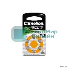 Батарейка для слуховых аппаратов Camelion ZA13 BL-6 Mercury Free (0%Hg), 1.4 V,280mAh)