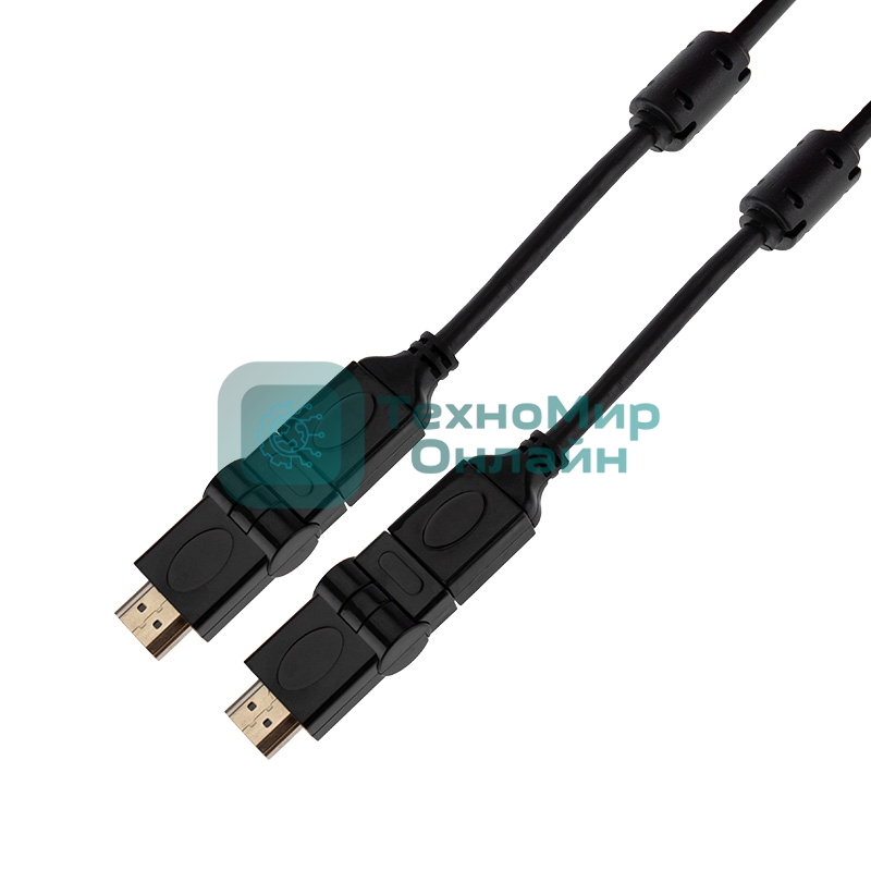 Кабель Rexant HDMI - HDMI с фильтрами, длина 2 метра, угловой 360° (GOLD) (PVC пакет)