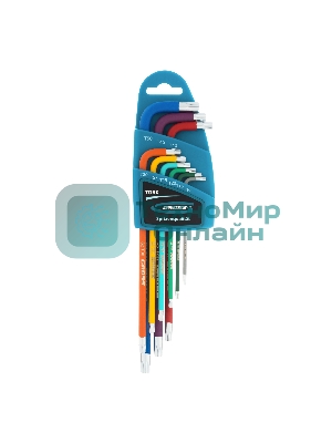 Набор ключей Gross 16402 имбусовых torx-tt 9шт: t10-t50 магнит s2 экстра-длин. хром/краска