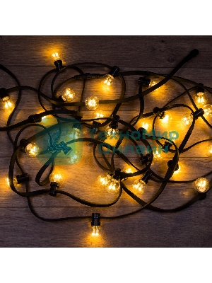 Гирлянда Neon-night LED Galaxy Bulb String 10м, черный каучук, 30 лампx6 LED теплый белый, влагостойкая IP65
