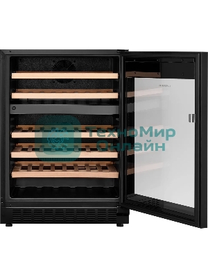 Винный шкаф Kuppersberg RBW 86, встраиваемый, High-Tech, объем 129 л, вместимость 46 бутылок, диапазон температуры 5-22 градусов, сенсорное открытие двери, 4 полки из бука, LCD дисплей, уровень шума 40 дБ, черный