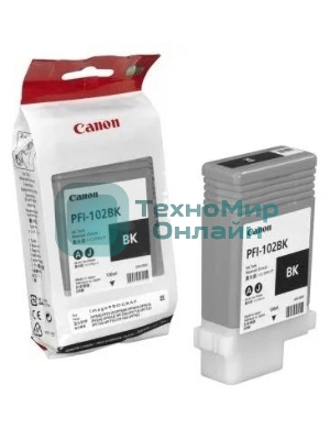 Картридж струйный Canon PFI-102Bk (0895B001) черный (130 мл.) для Canon iPF605, iPF610, iPF650, iPF655, iPF710, iPF750, iPF755, LP17, iPF510