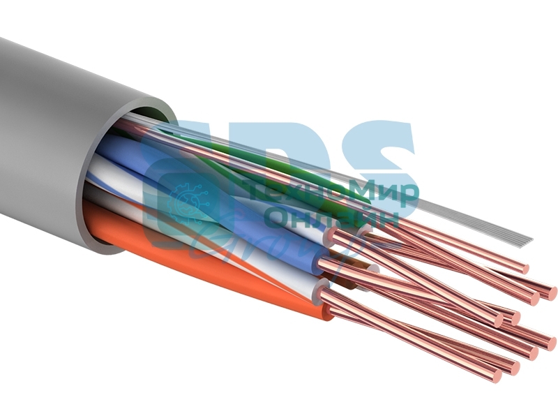 Кабель UTP Rexant 4PR 24AWG, CU (медь), cat.5e, 100 МГц, PVC, серый, бухта 100 м