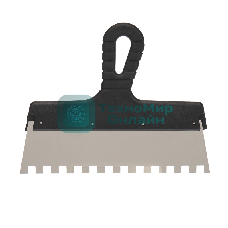 Шпатель фасадный Rexant 250 мм зуб 10х10 нержавеющая сталь, пластмассовая рукоятка