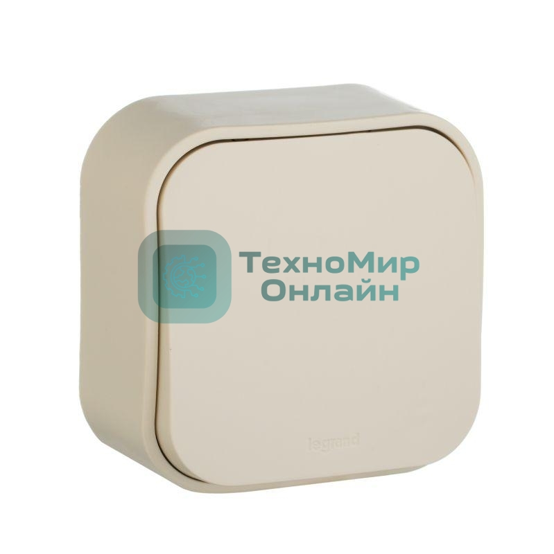 Выключатель 10A 1-клав., сл. кость Quteo