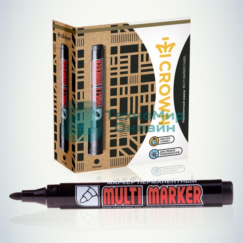 Маркер перманентный Crown Multi Marker, пулевидный 3мм, черный Б0048239