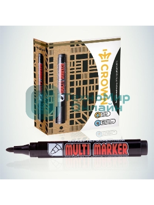 Маркер перманентный Crown Multi Marker, пулевидный 3мм, черный Б0048239