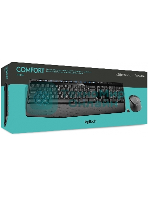 Комплект клавиатура+мышь Logitech MK345 беспроводной, USB, 1000 DPI, чёрный/серый