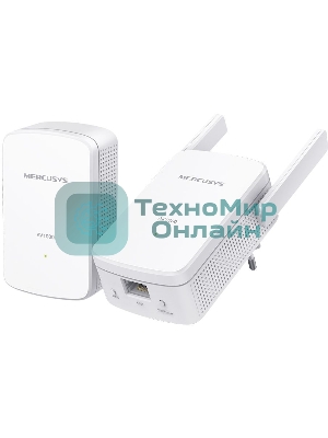 Комплект гигабитных Wi-Fi адаптеров Mercusys Powerline AV1000 Powerline kit with 300Mbps Wi-Fi, plug and play, up to 300 meters over an existing electrical circuit, the kit includes a MP510 and a MP500.
