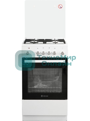 Плита комбинированная De Luxe 5040.41ГЭ (КР) ЧР белый, конфорок 4 шт, духовка 46 л, 50 см x 85 см x 50 см