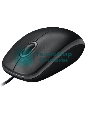 Мышь проводная Logitech B100 черный, 1000 dpi, USB, кнопки - 3