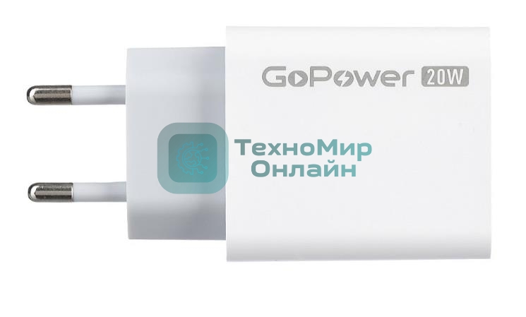 Сетевое зарядное устройство GOPOWER 1USB+1TYPE-C 20W QC3.0 00-00028401 WHITE