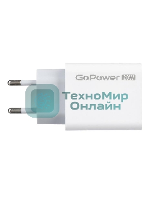 Сетевое зарядное устройство GOPOWER 1USB+1TYPE-C 20W QC3.0 00-00028401 WHITE