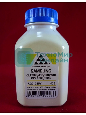 Тонер Samsung CLP 300/315/320/325/360/415/500/510/600/610/660/CLX3300/3305 Yellow, (фл.45г.) AQC фас. Россия