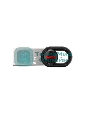 Флешка USB Netac UM2 (NT03UM2N-016G-20BK), 16Gb, USB 2.0, R/W 100/40, серебристый/черный