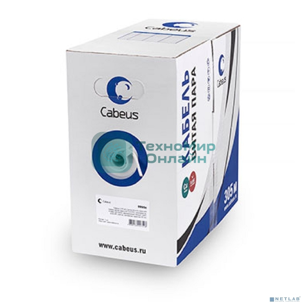 Кабель витая пара Cabeus UTP-4P-Cat.5e-SOLID-GY-LIGHT UTP (U/UTP), категория 5e, 4 пары 0,47мм (24 AWG), PVC нг(А)-LS, серый (305 м)