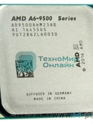 Процессор CPU AMD A6-9500 <AD9500AGM23AB> OEM (AM4, 3.5GHz up to 3.8GHz/1Mb, 2C/2T, Bristol Ridge, 28nm, 65W, Radeon R5 Series)