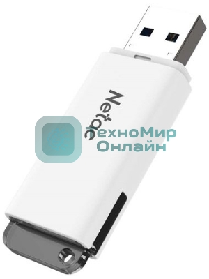 Флешка USB Netac U185 128Gb NT03U185N-128G-20WH, USB 2.0, с колпачком, пластиковая белая