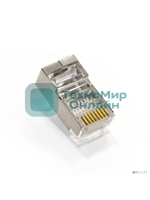 Коннектор ExeGate PL45-C5-8P8C-SH-100 RJ-45 cat.5e (8P8C) под одножильный кабель, экранированный, золотое напыление (100 шт)