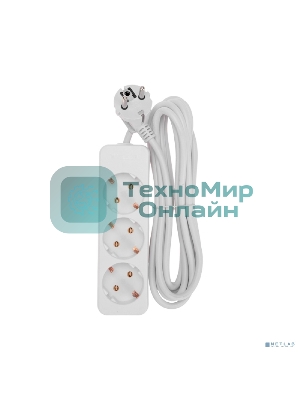 Удлинитель PROconnect 3 гнезда, 3 м, 3х0,75 мм², с/з, белый