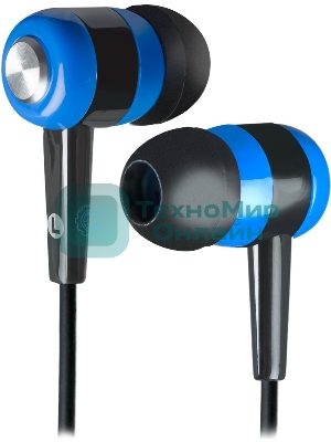 Наушники проводные Defender Basic 616 черный/синий, внутриканальные, Jack 3.5 мм