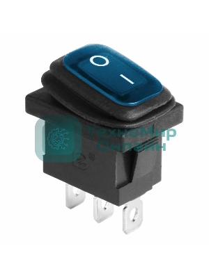 Выключатель клавишный Rexant 250V 6А (3с) ON-OFF синий с подсветкой Mini, влагозащита