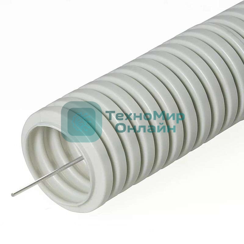 Труба гофрированная ПВХ d25 мм с зондом сер. (уп. 75 м) Урал Пак ГФ-0100725-075