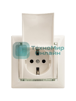 Розетка Valena с заземлением с крышкой (белая)
