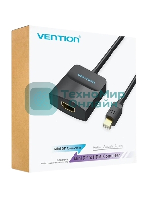 Адаптер-переходник Vention mini DisplayPort 20M > HDMI F черный (HBCBB)