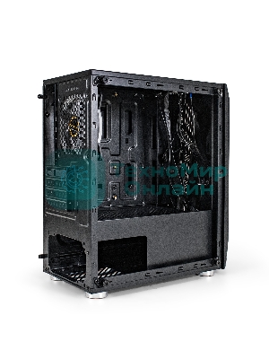 Компьютерный корпус Minitower ExeGate Mistery R2-NPX500 (mATX, БП 500NPX с вент. 12 см, 2*USB+1*USB 3.0, аудио, черный, 1 вент. 12см с RGb подсветкой и полоса на передней панели, боковая панель - закаленное стекло)