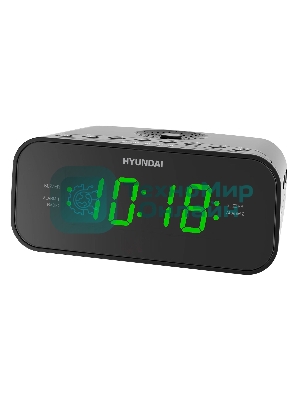 Радиобудильник Hyundai H-RCL221 черный LCD подсв:зеленая часы:цифровые FM