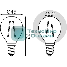 Лампа светодиодная филаментная Gauss Filament 5Вт цок.: E14 свеча 220B св. свеч. бел.нейт. (упак.: 10 шт)