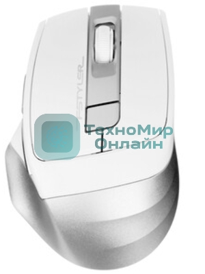 Мышь беспроводная A4Tech Fstyler FG35 серебристый/белый, 2000 dpi, радиоканал, USB, кнопки - 6
