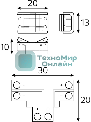 Набор коннекторов Basic: Т-образный коннектор, 3 клипсы, 8-10 мм, IP20