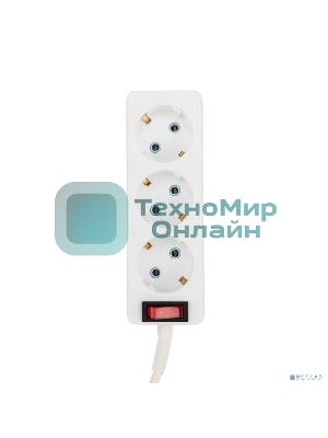 Удлинитель PROconnect 3 гнезда, 3 м, 3х0.75 мм², с/з, с кнопкой, белый