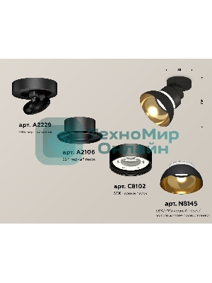 Светильник Ambrella Light XM8102101 SBK/PYG/CL черный песок/золото желтое полированное/прозрачный GX53