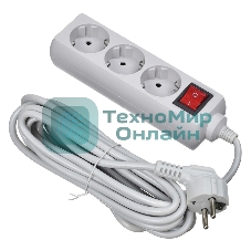 Сетевой фильтр Buro 300SL-5-G 5 м, 3 розетки, серый (пакет ПЭ)