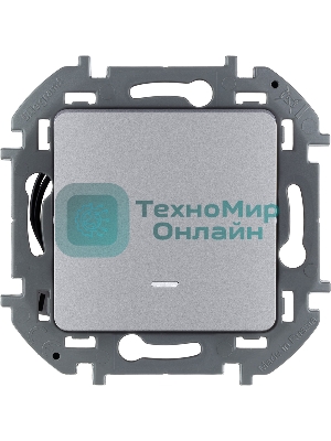 Выключатель 1-клавишный с подсветкой/индикацией, 10AX, 250 В, алюминий